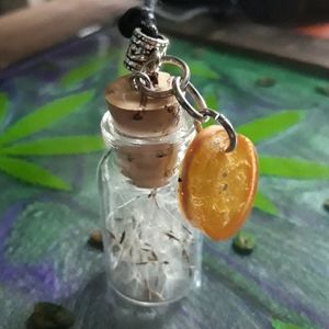 Glass bottle pendant dandelion